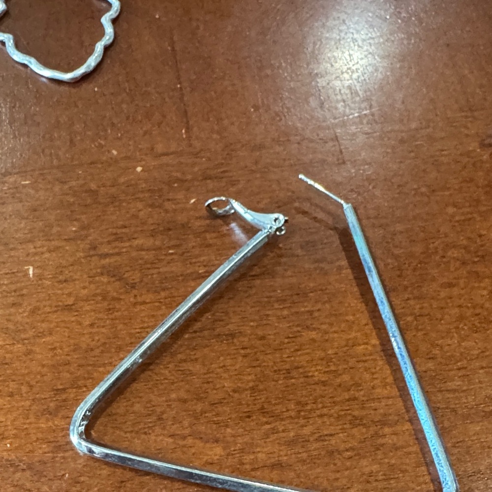Silver Geometric Dangle Earrings - Picture 4 of 5